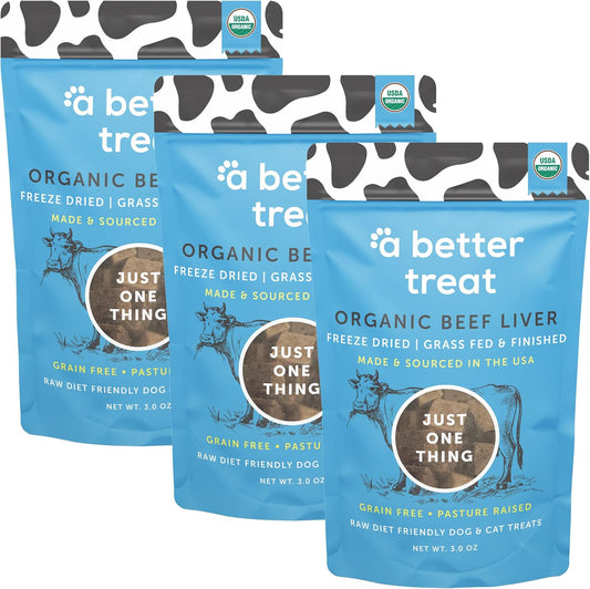 A Better Treat – Organic, Freeze Dried, Single Ingredient, 100% Grass Fed & Finished, Pasture Raised Beef Liver Dog Treats, Cat Treats | Natural Healthy | High Protein, Diabetic Friendly | Made in USA