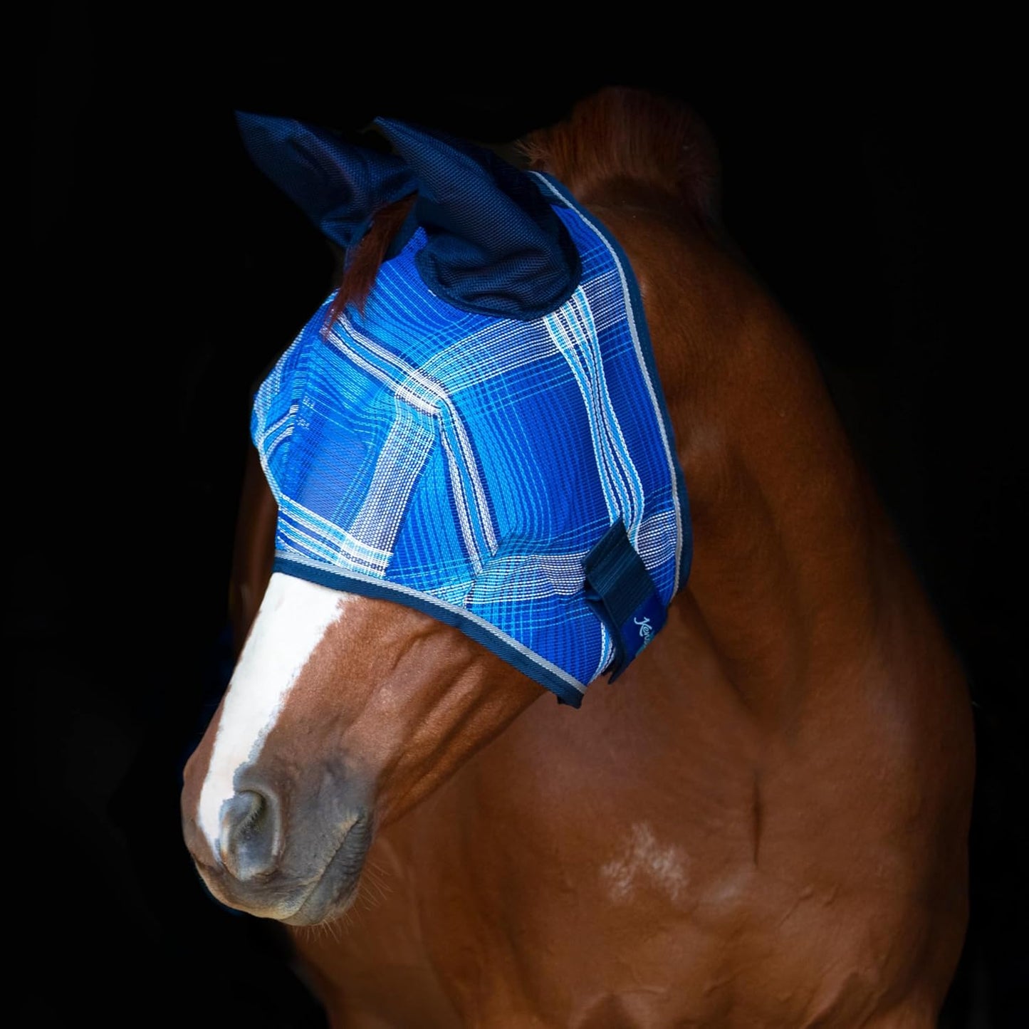 Kensington Signature Fly Mask w/Web Trim, Soft Mesh Ears & Forelock Opening Size: M-Small Horse Color: 181 - Kentucky Blue