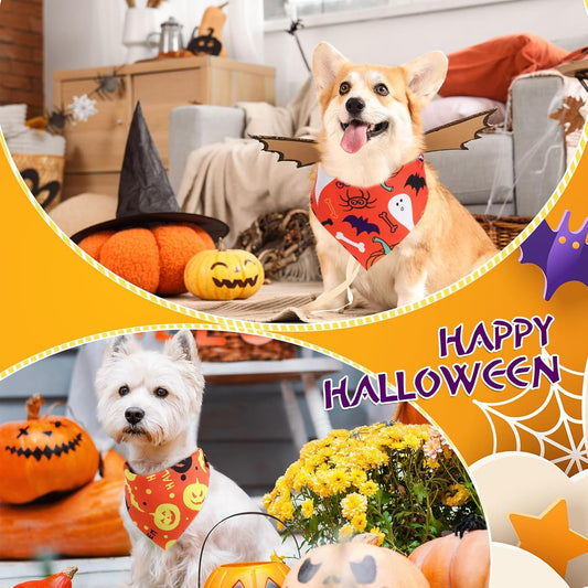 Abbylike 100 Pcs Halloween Dog Bandanas Bulk Pumpkin Bandanas for Dogs Triangle Kerchief Bibs Scarf Set for Pet Halloween Costume Photo Props Accessories Pet Shops, 25 Styles (19.7 x 13.8 x 13.8)