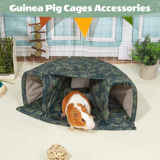 Unicorn Catcher Guinea Pig Hideout Large Guinea Pig Bed Cozy Guinea Pig House Warm Guinea Pig Tunnel Washable Guinea Pig Accessories for Small Pet Hamster/Chinchilla/Bunny, Green