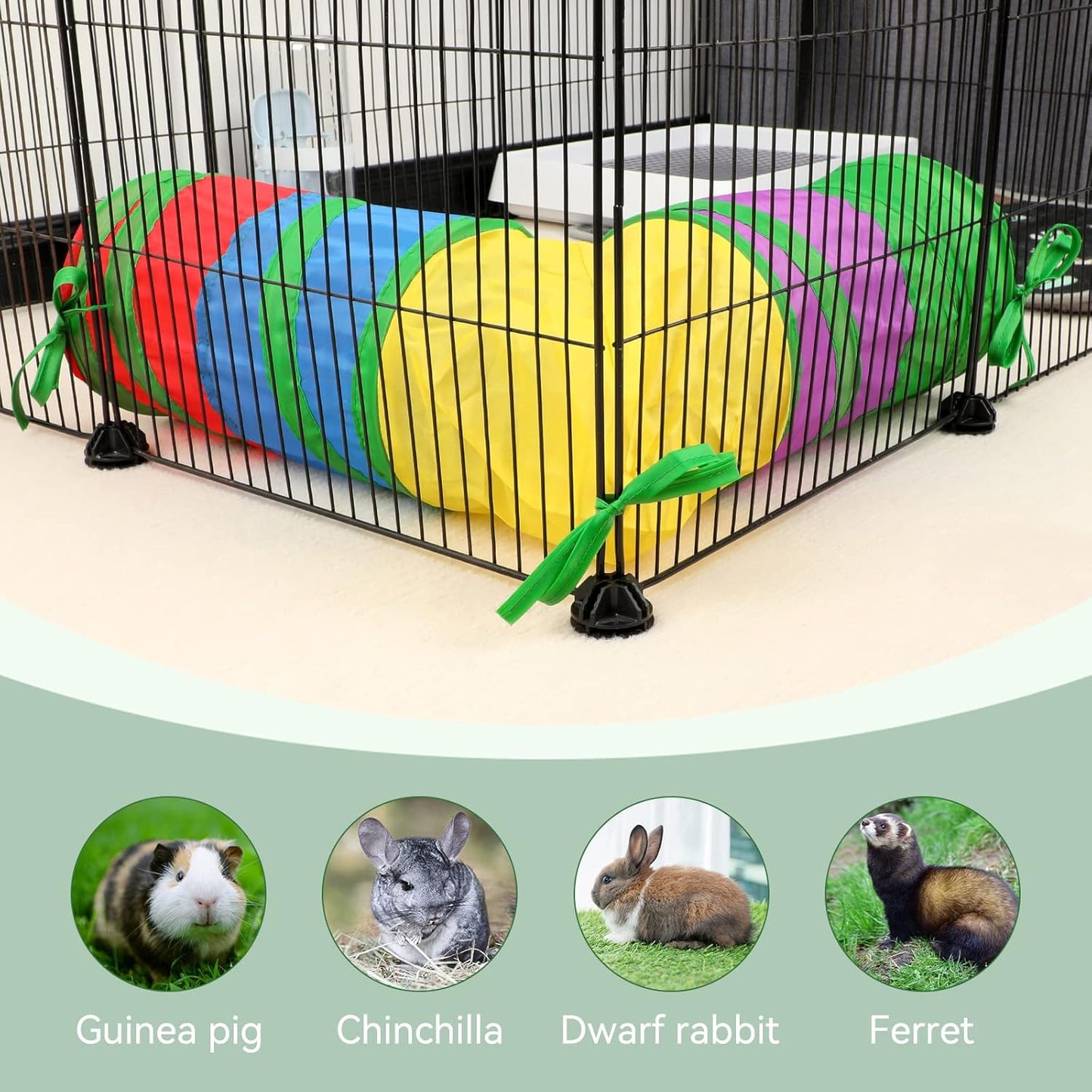 Rypet Guinea Pig Tunnels and Tubes Collapsible 2 Way and L-Type Tunnel with Interactive Ball Small Animal Activity Tunnel Hideaway Toys for Baby Rabbit Ferret Hamster Chinchilla Hedgehog