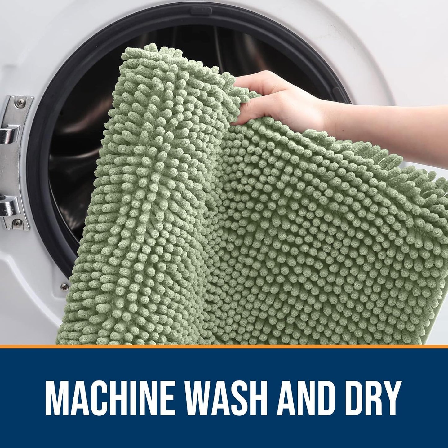 OLANLY Dog Door Mat for Muddy Paws 40x32, Absorbs Moisture and Dirt, Absorbent Non-Slip Washable Doormat, Quick Dry Chenille Mud Mat for Dogs, Entry Indoor Entryway Carpet for Inside Floor, Sage Green