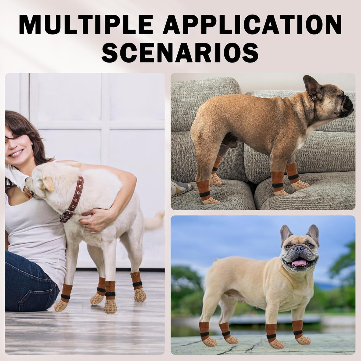 SCENEREAL Dog Socks to Prevent Licking Paws for Hardwood Floors Anti Slip, Dog Grippy Socks Shoes for Senior Small to Large Dogs, Dog Boots & Paw Protectors for Hot/Cold Scratching Pavement