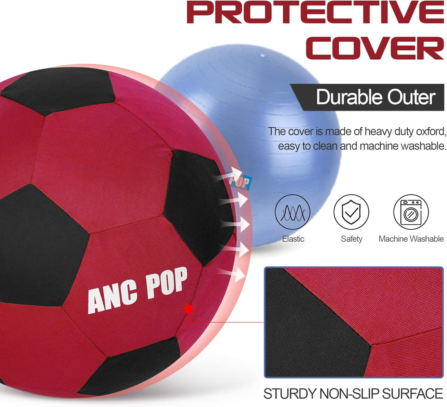 Herding Ball for Horse Ball & Cover 40" Large for Play Herding Ball Horse Toys for Horse (Red & Black)