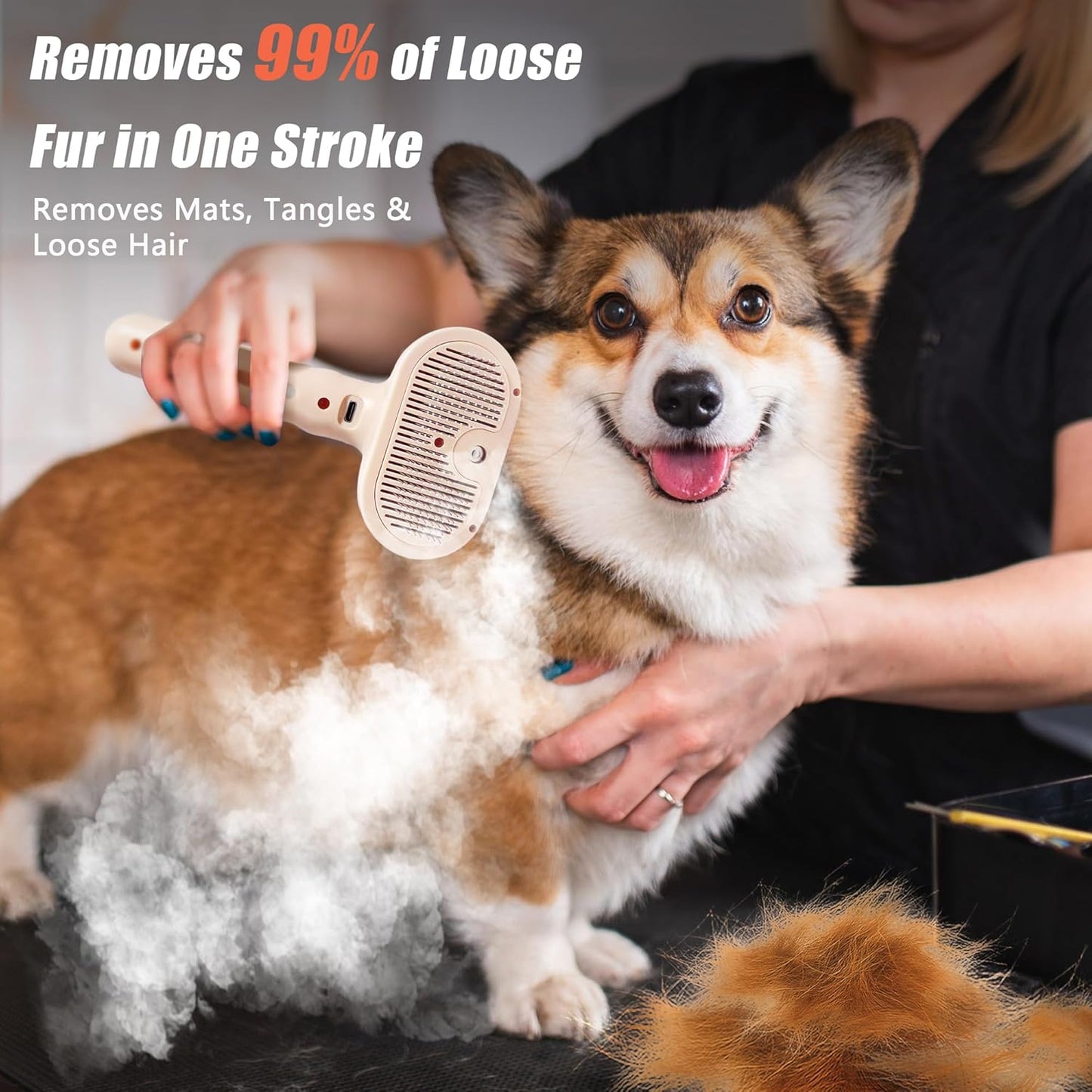 Dog Steam Brush 3 in 1 Cat Brush with Steam and Release Button Grooming Tool for Indoor Pets Dogs Hair Removal Shedding Water for Small Animals Long Short Haired(PINK)