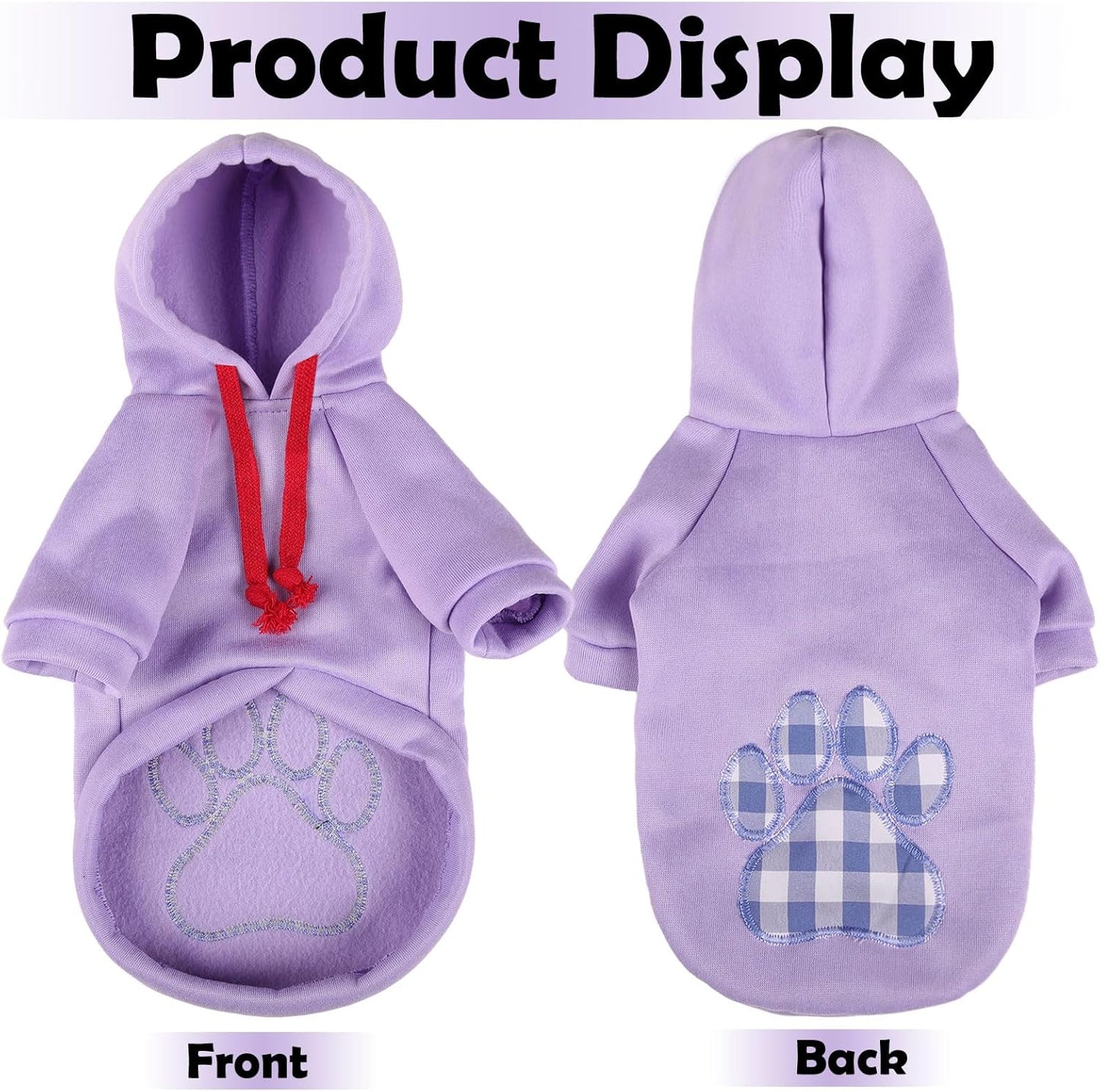 SAWMONG Dog Hoodie,Flannel Pet Hooded Sweater with Hat Puppy Pullover Sweater Shirt,Dog (Purple,2XL)