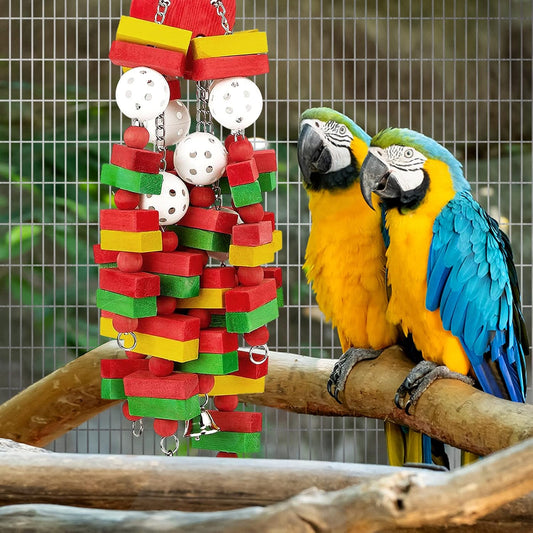 MEWTOGO Large Bird Parrot Toys for Cockatoos African Grey Macaws and Amazon Parrots Bird Gift