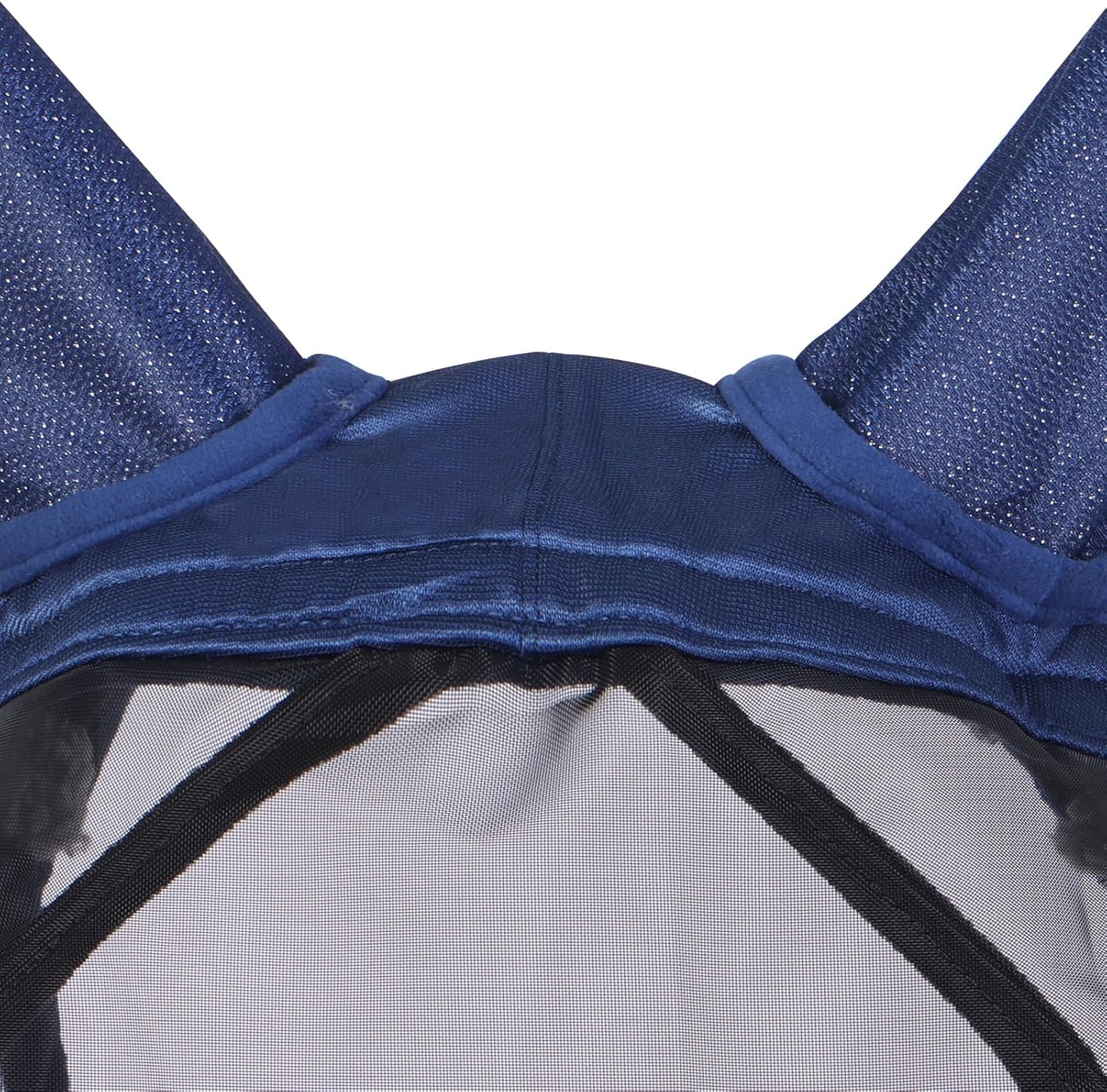 Harrison Howard CareMaster Pro Luminous Horse Fly Mask Large Eye Space Standard with Ears UV Protection for Horse Navy Full Size