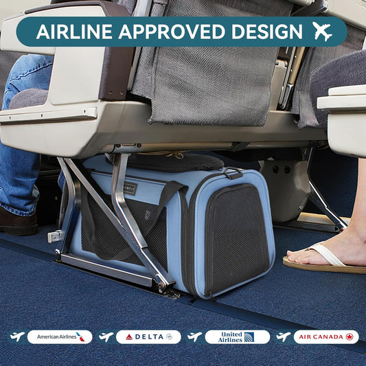 PETSFIT Pet Carrier, Dog Carrier Airline Approved, Collapsible Soft Sided TSA Approved Pet Carrier for Small and Medium Cats, Puppies Up to 12 Lbs, Cat Travel Carrier, Blue