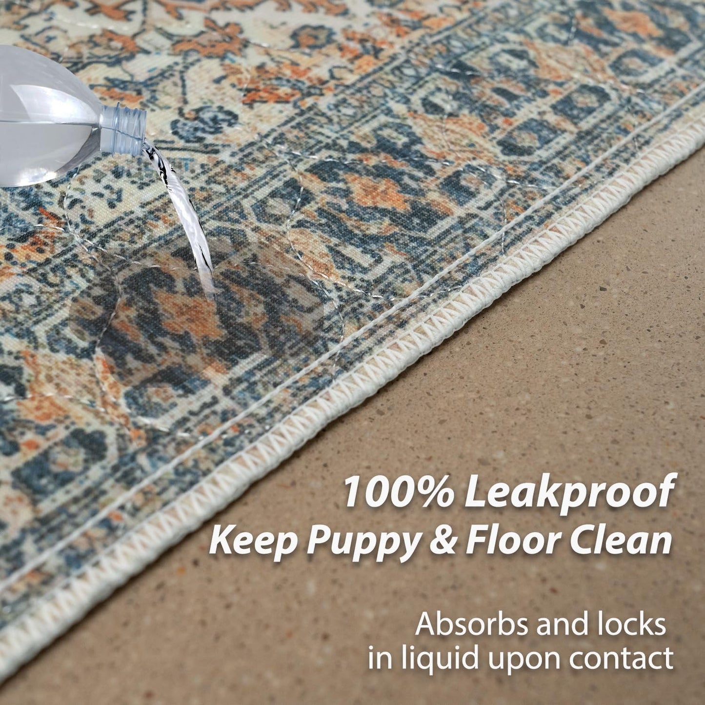 nunubaby 2PACK Washable Pee Pads for Dogs, Stylish, Non-Slip and Leak-Proof Pee Pads. Reusable Potty Pads for Dogs for Crates and Floors.(Beige/Multi, 72" x72")