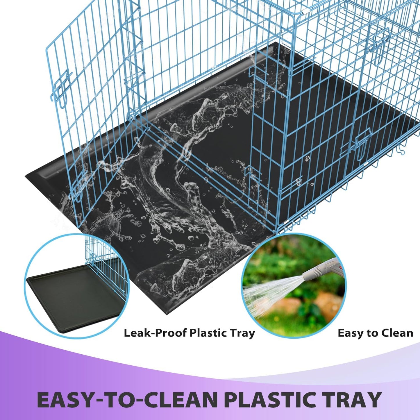 BestPet | Dog Crate | 30" | Blue | Foldable Metal Kennel with Double Doors, Secure Slide-Bolt Latches, Leakproof Tray | Portable Dog Cage for Small Breeds | for Travel, Indoor & Outdoor Use