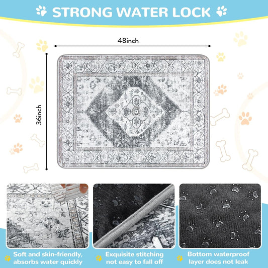 Lahome Reusable Washable Puppy Pads - 2 Pack Super Absorbent & Waterproof Dog Training Mats for Potty, Crate and Floor - Leakproof Pee Pads with Non-Slip Backing (Gray, 36"x48")