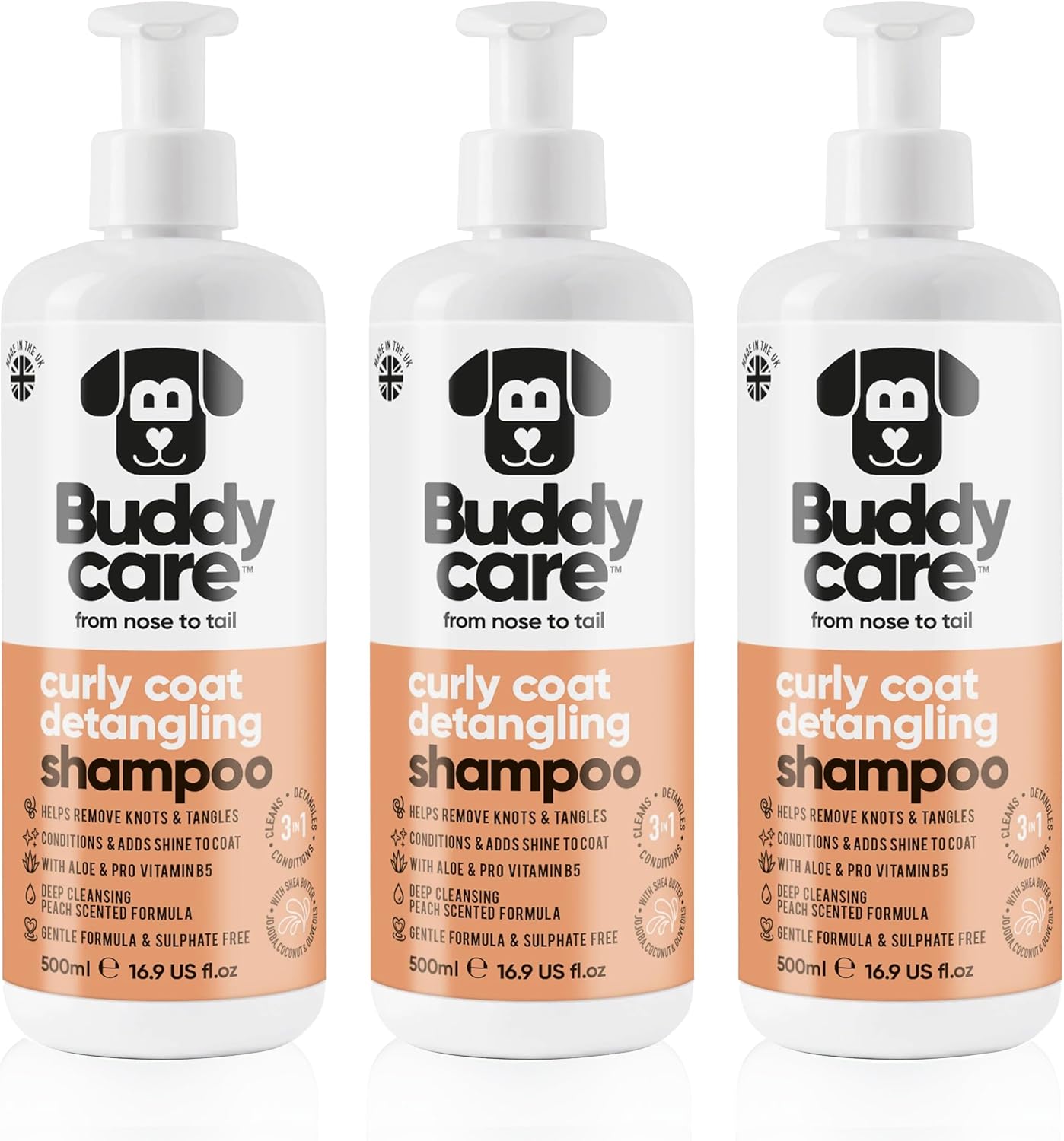 Curly Coat Dog Shampoo by Buddycare | with Aloe Vera and Pro Vitamin B5 (50.72oz)