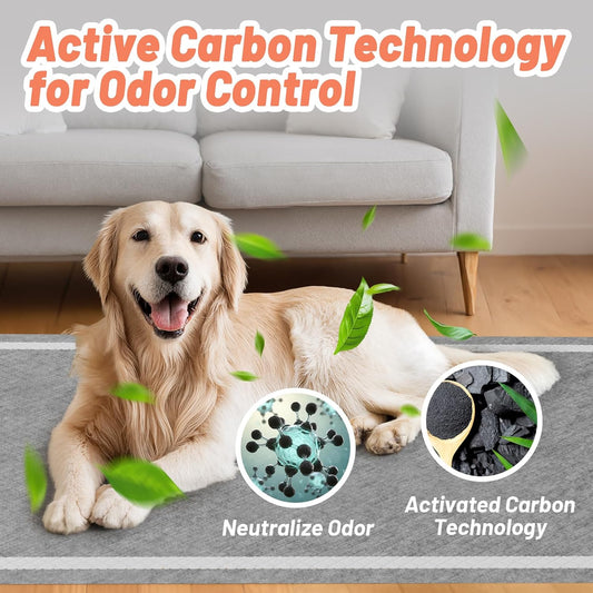 40PCS Charcoal Pee Pads for Dogs 32"x36", Extra Large Odor-Control Carbon Puppy Pads, Ultra-Absorbent & Quick Dry, Thicken Potty Training Pads for Doggie Cats Rabbits, Black Pet Piddle Pad