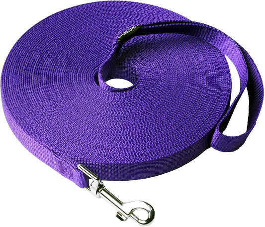 Dog/Puppy Obedience Recall Training Agility Lead -15ft 20ft 30ft 40ft 50ft Training Leash - Great for Play, Camping, or Backyard - Purple 50ft