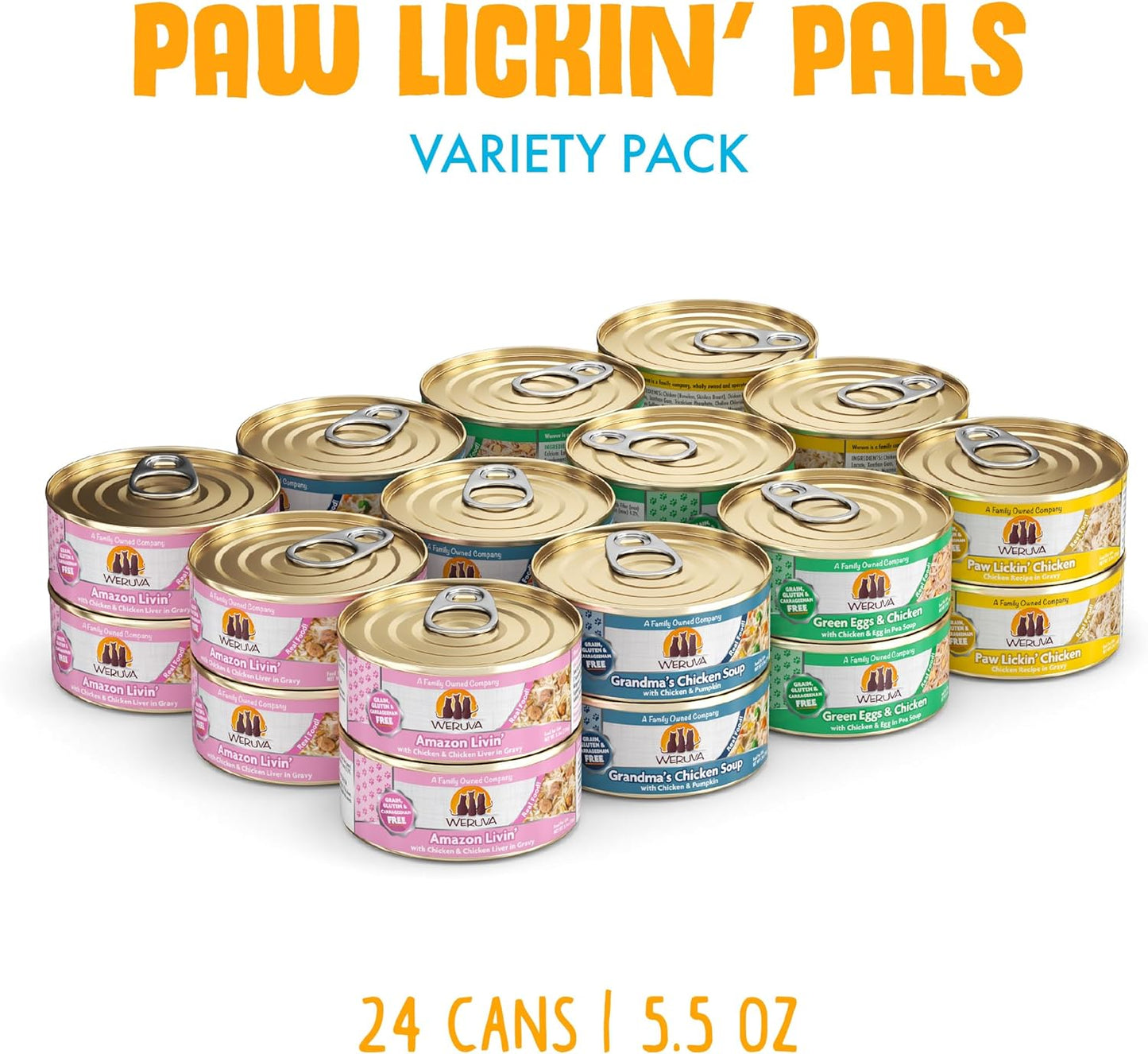 Weruva Classic Cat Food, Variety Pack, Paw Lickin' Pals Wet Cat Food, 5.5oz Cans (Pack of 24)
