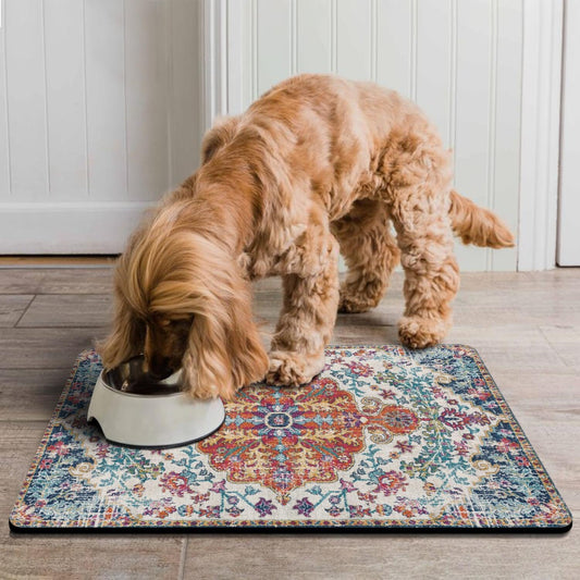 Pet Feeding Mat for Floors Waterproof Dog Mat for Food and Water Absorbent Quick Dry Non Slip mat for Cat Bowls