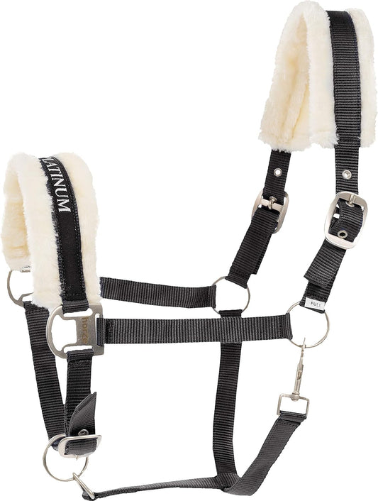 HORZE Howard Soft Fleece Padded Adjustable Polyester Horse Halter - Black - Warmblood