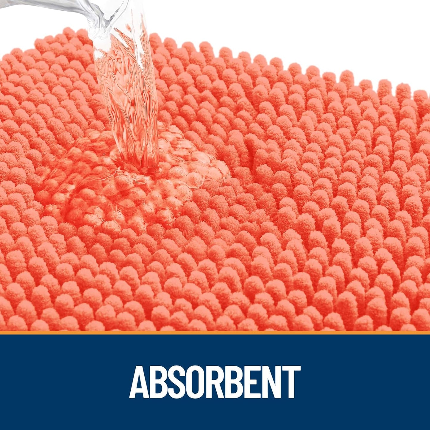 OLANLY Dog Door Mat for Muddy Paws 70x24, Absorbs Moisture and Dirt, Absorbent Non-Slip Washable Doormat, Quick Dry Chenille Mud Mat for Dogs, Entry Indoor Entryway Carpet for Inside Floor, Coral