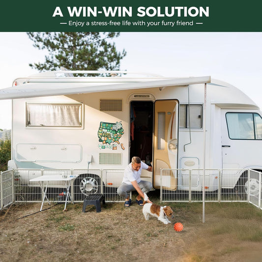 FXW Rollick Unleashed Dog Playpen for Indoor, Yard, RV Camping, 32 inch 48 Panels for Small and Medium Dogs, White│Patented