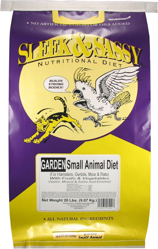 SLEEK & SASSY Garden Small Animal Food for Hamsters, Gerbils, Mice & Rats (20 lbs.)