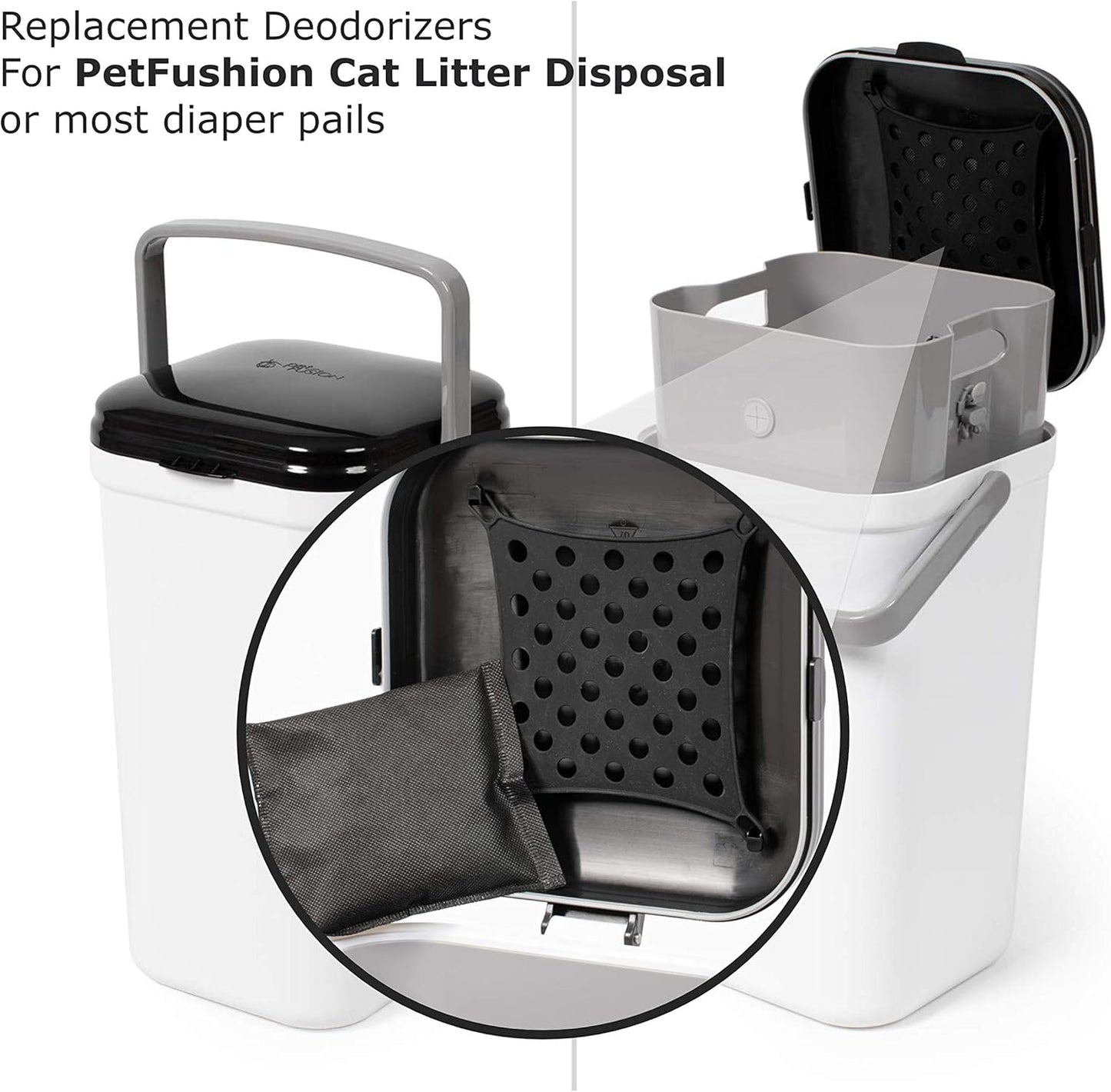 Bamboo Charcoal Deodorizer Bag for Litter Disposal Box/Diaper Pails (4 Pack) - Replacement Inserts for PetFushion Portable Cat Litter Disposal - Absorb and Eliminate Odors/Smells