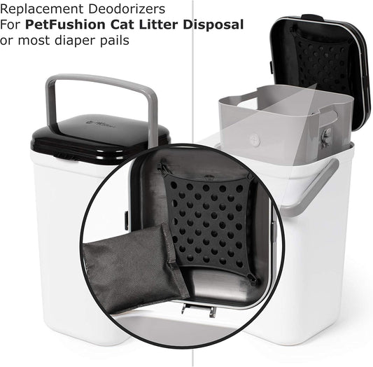 Bamboo Charcoal Deodorizer Bag for Litter Disposal Box/Diaper Pails (4 Pack) - Replacement Inserts for PetFushion Portable Cat Litter Disposal - Absorb and Eliminate Odors/Smells