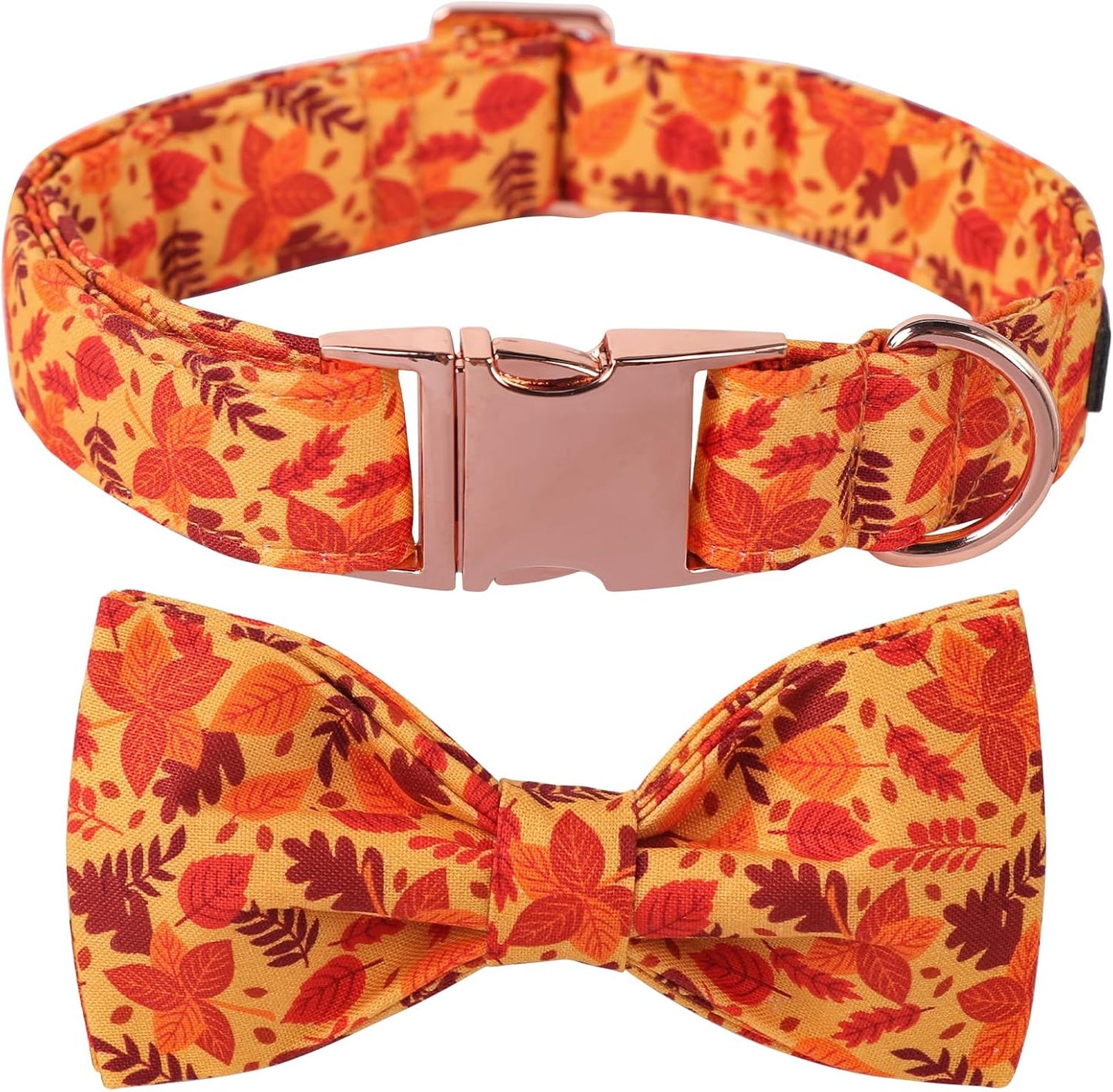 Lionet Paws Dog Collar with Bowtie - Cute Cotton Adjustable Fall Bowtie Dog Collar with Metal Buckle for Small Medium Large Dog Girl Boy Gift, XS, Neck 7-11in