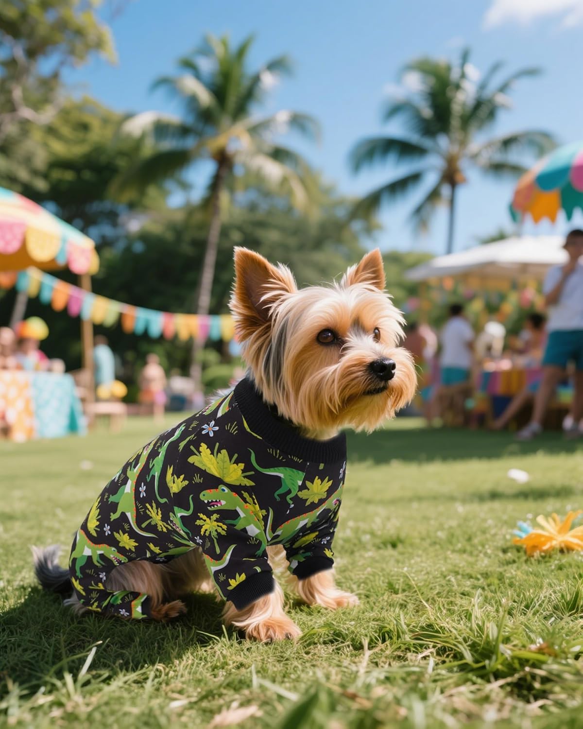 PET SHOW 4 Pack Small Dog Pajamas for Doggies Boy Dinosaur Shark Soft Stretchy PJs Plaid Jumpsuit Puppy Cats Paw Onesies Outfits with Sleeve Pets Breathable Summer Clothes Costume S