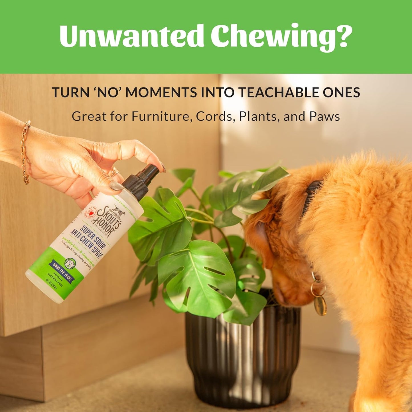 Skout's Honor Super Sour! Anti Chew Spray - Natural Ultra Bitter Formula to Help Deter That unwanted Chewing, Licking, and Biting - Safe for Pets - Safe for Indoor and Outdoor Use, 8 oz