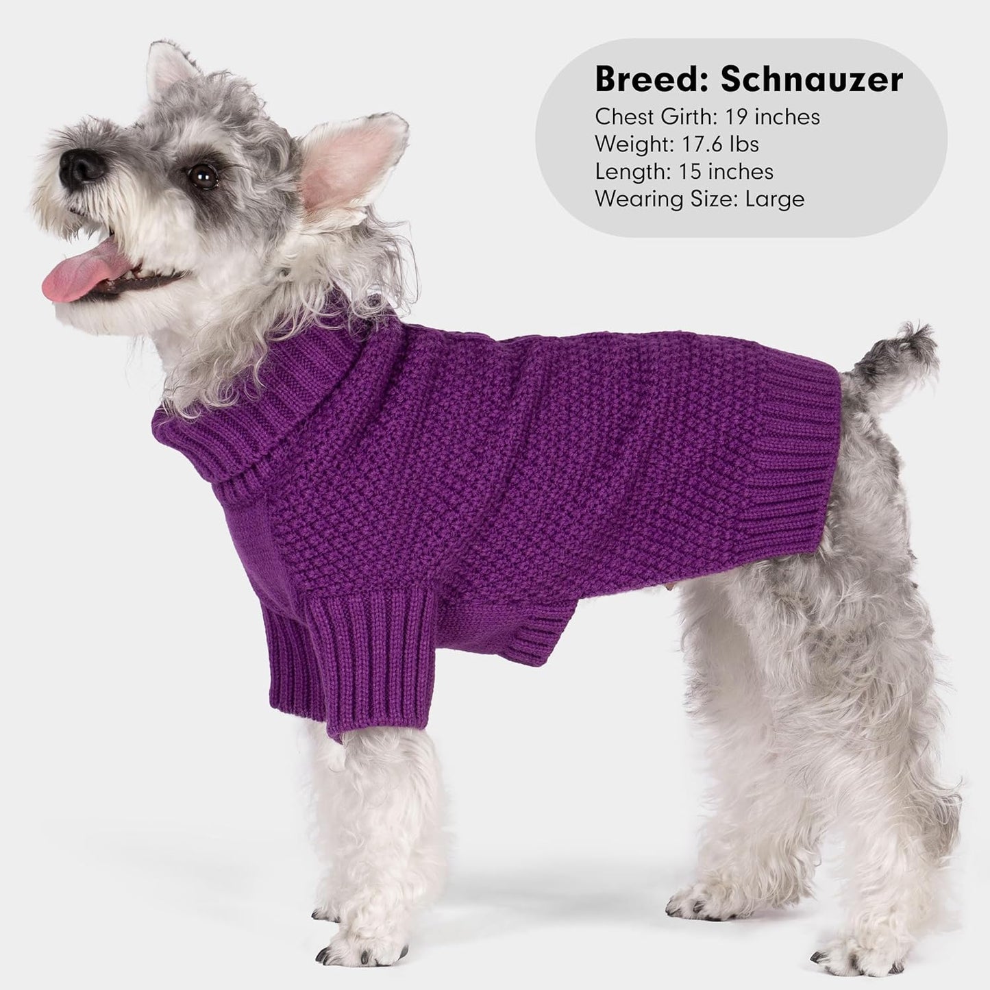 cyeollo Dog Sweater Pullover Turtleneck for Large Dogs, Classic Knitwear Fall Winter Cold Weather Dog Clothes Warm Pet Apparel Medium Large Dog Sweaters, Purple 2XL