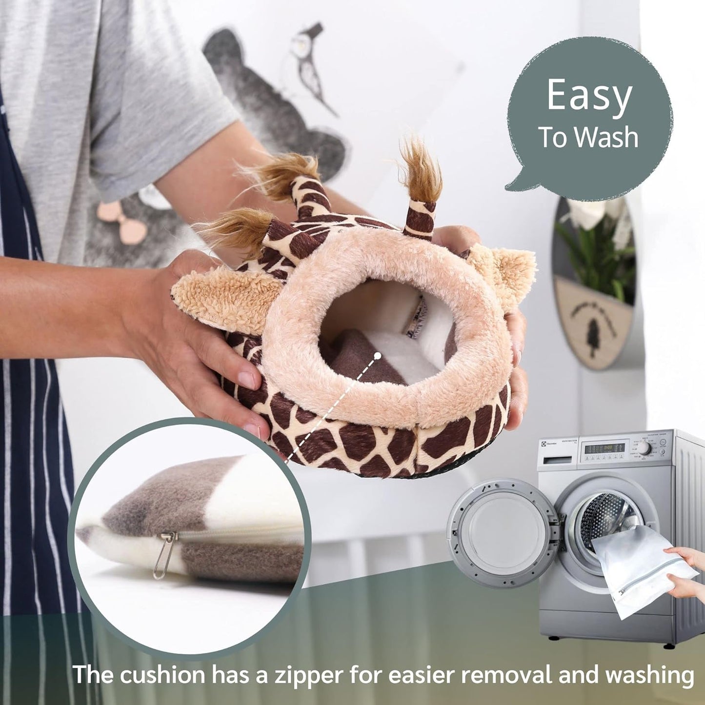 JanYoo Hamster Guinea Pig Supplies Bed Accessories House Hedgehog Cage Supplies Chinchilla Ferret Rat Gerbil (S,Giraffe)