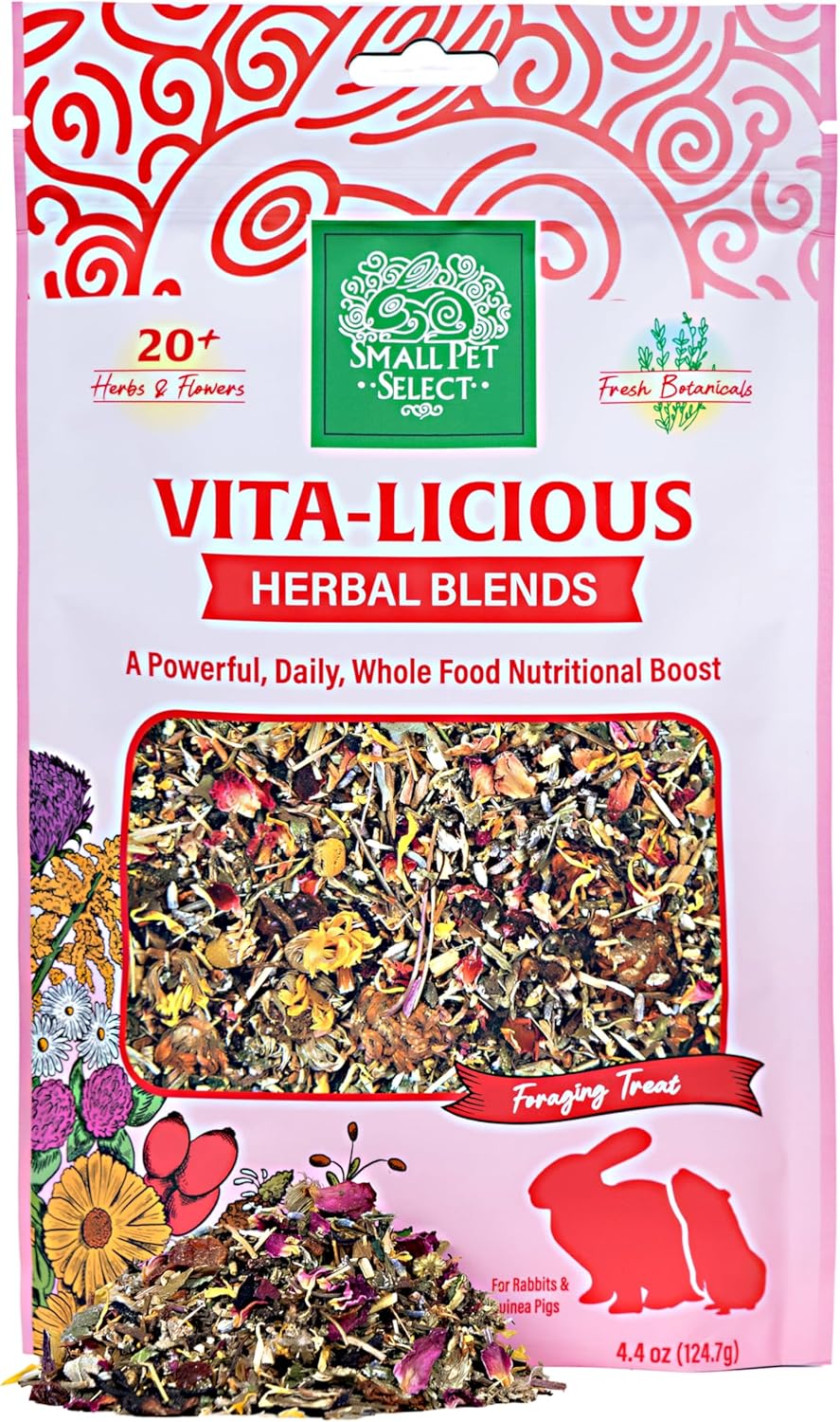 Small Pet Select - Vita-Licious Herbal Blend, a Natural Herbal Treat for Rabbits, Guinea Pigs, Hamsters, Gerbils, and Mice, 4.4oz
