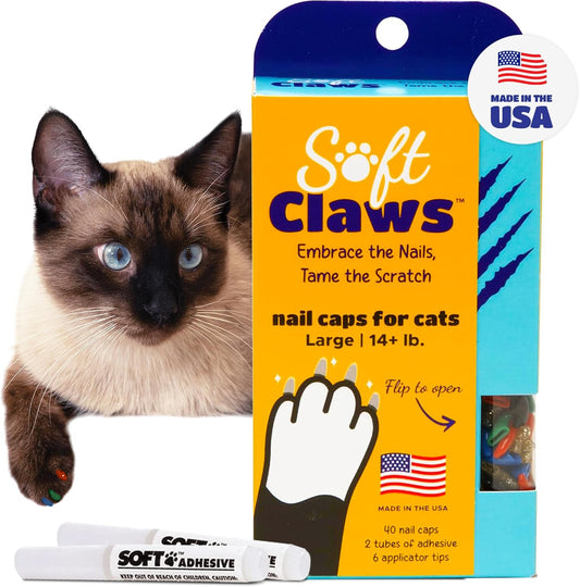 Soft Claws Cat Nail Caps for Large Cats – (40 Caps, The Games) - Made in USA - Veterinarian-Developed | Protects Furniture & Skin - Easy to Apply, Long-Lasting Anti-Scratch Soft Cat Claw Covers