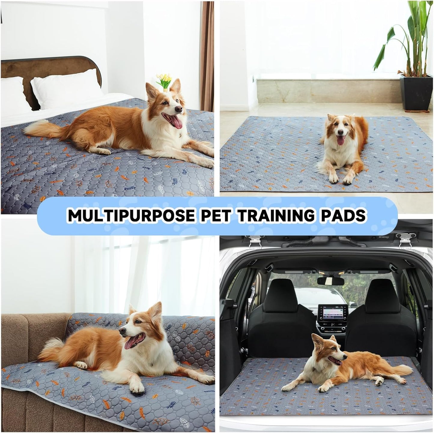 Sunheir Washable Pee Pads for Dogs - 2-Pack Thick Heavy-Absorbency Reusable Pee Pads Prevent Leakage Non-Slip, Waterproof Pet Training Pads for Puppy Playpen, Crate, Whelping Box, Potty Training