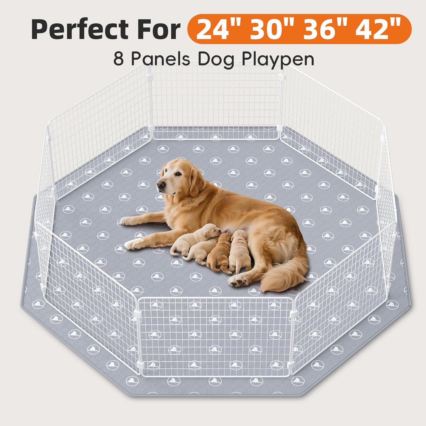 PJYuCien Washable Pee Pads for Dogs 2 Pack, 89" x 33" Octagonal Reusable Pee Pads for Dogs, Leak-Proof Pet Training Pads, Puppy Pads for Non-Slip, Designed for 24/30/36/42'' Width 8 Panels Pen