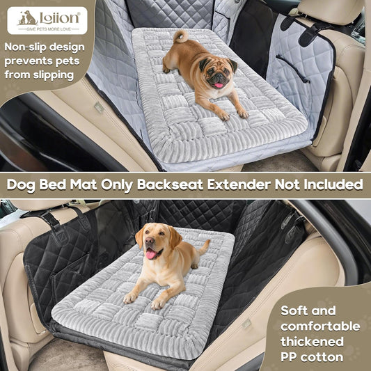 Dog Car Bed Mat, Non-Slip Backseat Extender Pet Blanket, Plaid Dog Bed for Trucks, Sedans & Large SUVs, Chew-Resistant Travel Pad for Dogs, Easy Clean & Scratch-Proof & Comfort（56"x28.7" Light Gray