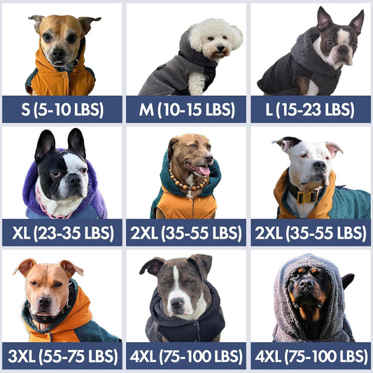 Spark Paws Reversible Dog Sweater, Sherpa Jacket Vest with Warm Fleece Lining, Warm Coat for Winter, Suitable for Small Medium, Large, XL XXL Dogs - Orange and Green - S