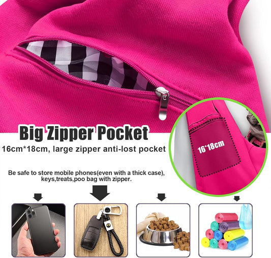 TOMKAS Dog Sling Carrier for Small Dogs Puppy Carrier for Small Dogs (Rose red, Adjustable Strap for 3-10 lbs & Zipper Pocket)