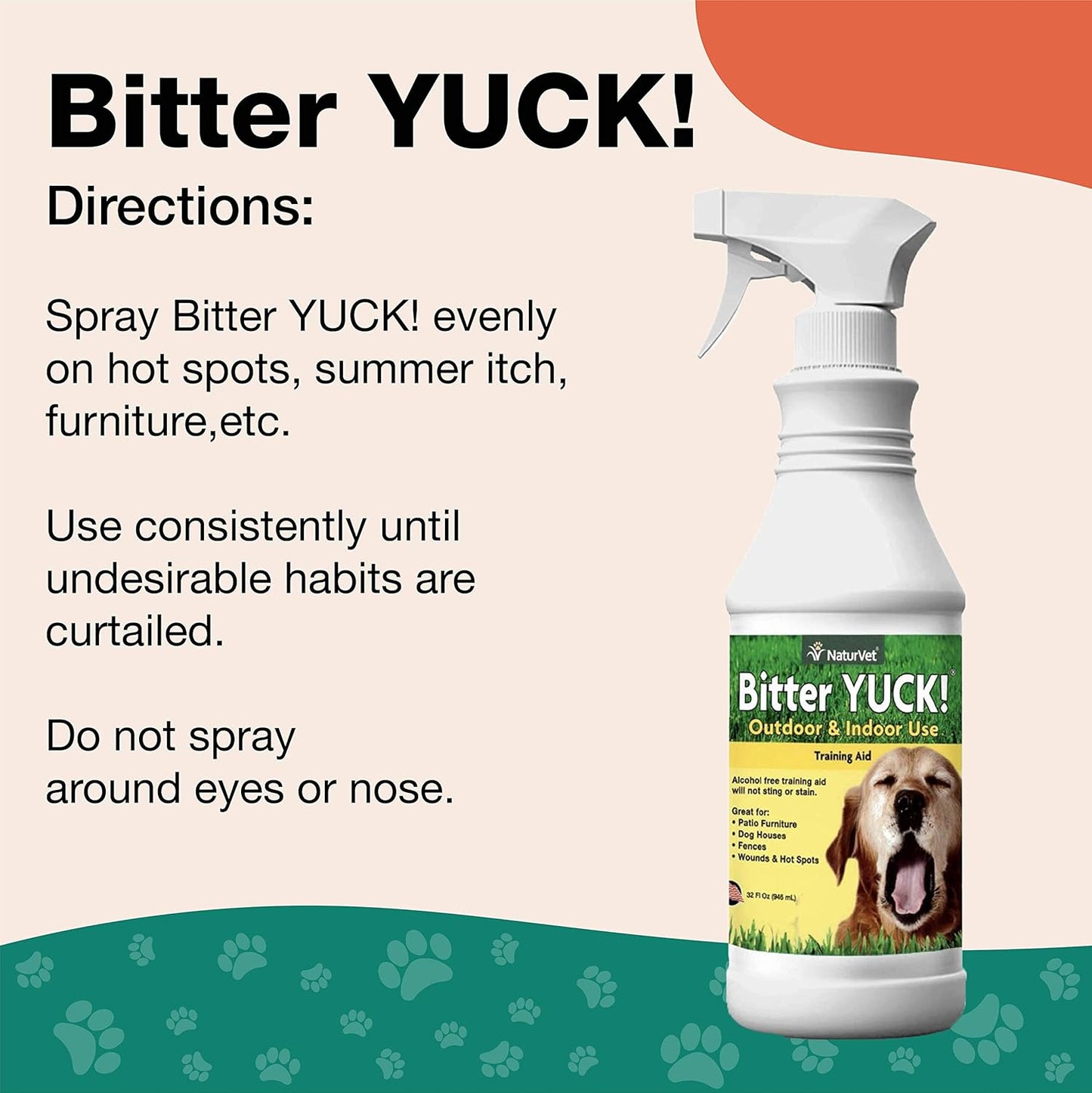 NaturVet 978249 Bitter Yuck for Outdoor Pets, 32-Ounce