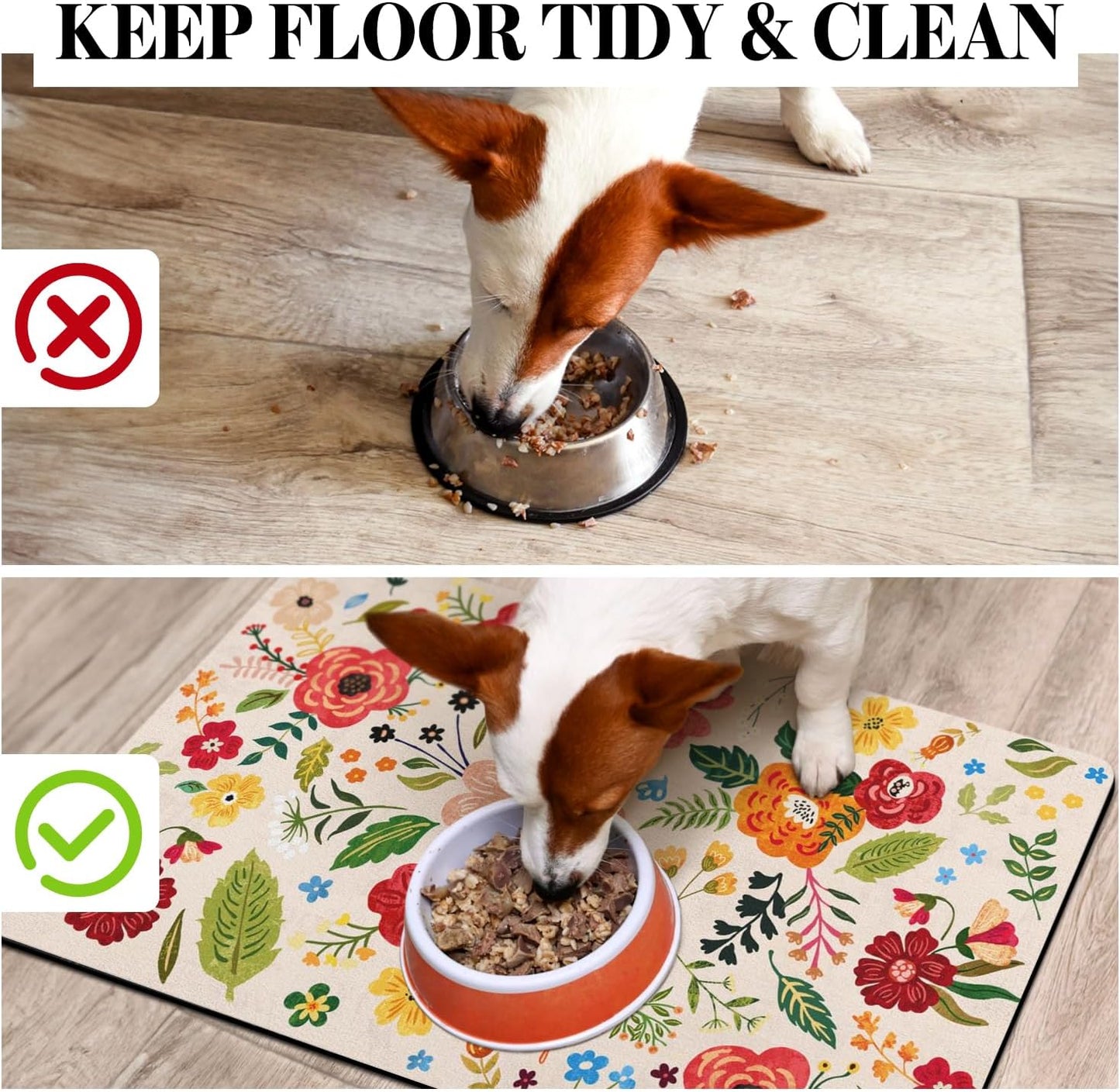 Dog Food Mats for Floors, Absorbent Dog Bowl Mat for Food and Water Dispenser Mat, Quick Dry Cat Food Mat Pet Supplies