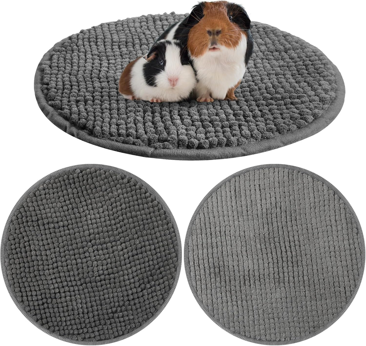 Amylove 4 Pcs Guinea Pig Cage Liner Guinea Pig Bedding Washable Fleece Pee Pads Reusable Small Animals Training Mat Small Animal Sleeping Bed for Bunny Hamster(Dark Gray,Diameter 12 Inch)