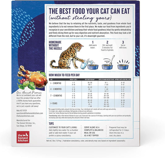 The Honest Kitchen Dehydrated Grain Free Turkey Cat Food, 2 lb Box