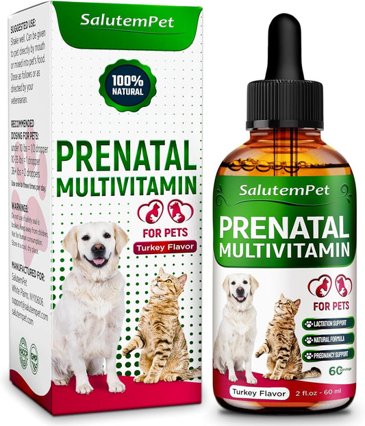 Dog Prenatal Vitamins for Moms During Lactating – Prenatal Vitamins for Dogs & Cats of All Breeds to Care for Pet Development – Multivitamin for Cats – 2 Oz – Herbal Supplement for Pets