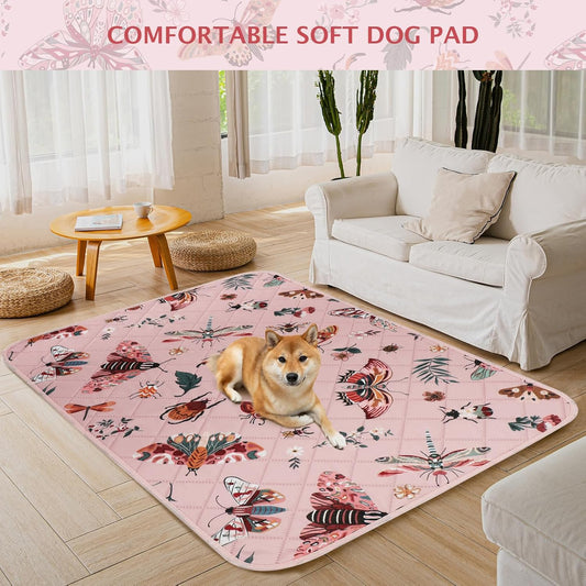 IEUUMLER Washable Pee Pads for Dogs, 1 Pack Insect Pattern Reusable Waterproof Puppy Potty Pads, Non-Slip Absorbent Pet Training Pads for Playpen Crate Bed EU014
