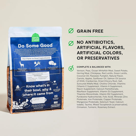 Open Farm, Grain-Free Dry Dog Food, Complete & Balanced Kibble, Sustainably & Ethically Sourced Ingredients, Non-GMO Veggies & Superfoods Support Overall Health, New Zealand Venison Recipe, 4lb Bag