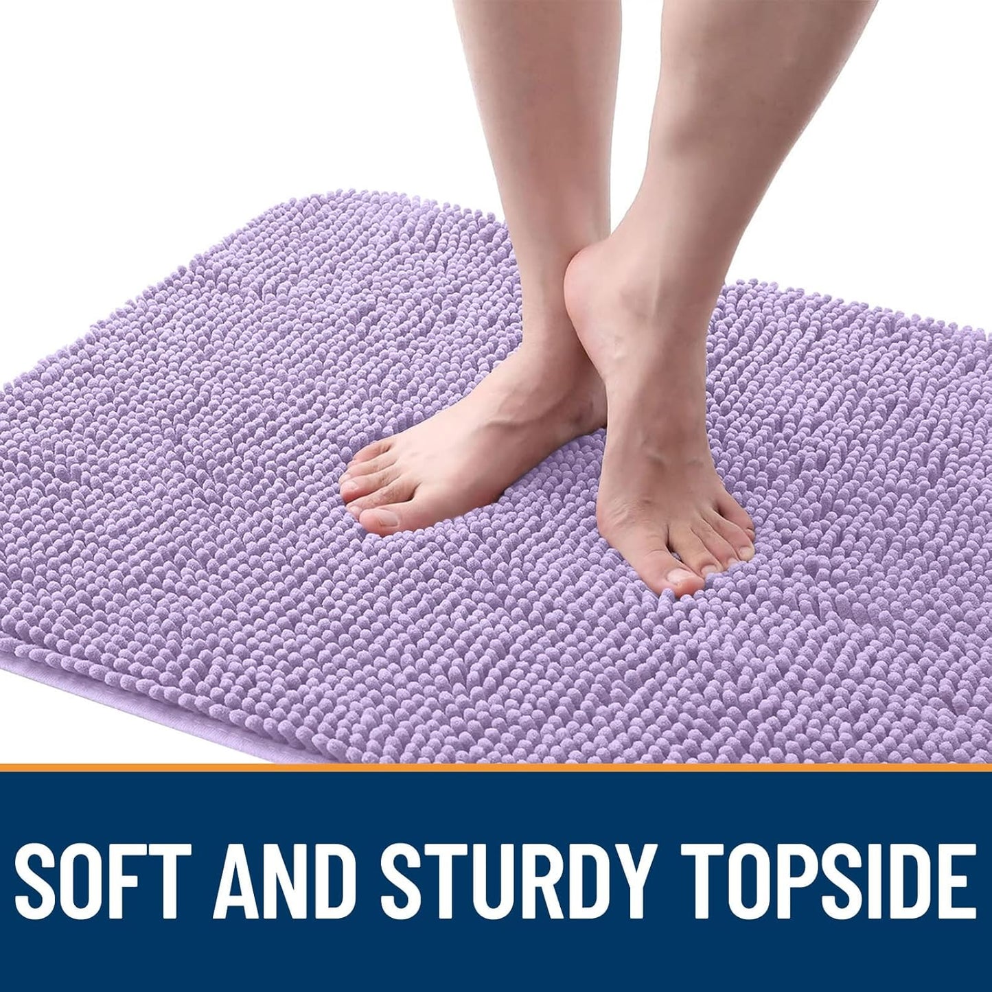 OLANLY Dog Door Mat for Muddy Paws 47x20, Absorbs Moisture and Dirt, Absorbent Non-Slip Washable Doormat, Quick Dry Chenille Mud Mat for Dogs, Entry Indoor Entryway Carpet for Inside Floor, Lavender