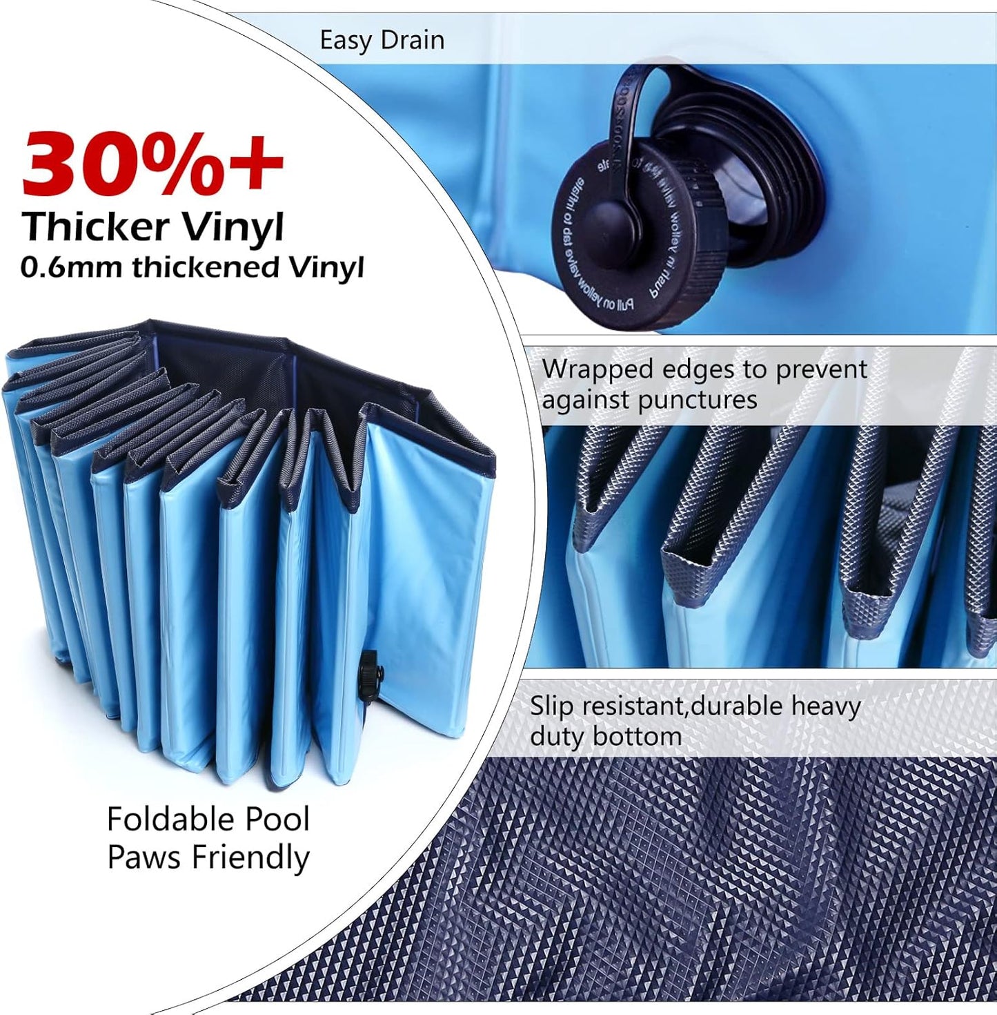 Jasonwell Foldable Dog Pet Bath Pool Collapsible Dog Pet Pool Bathing Tub Kiddie Pool Doggie Wading Pool for Puppy Small Medium Large Dogs Cats and Kids 55.1" Blue