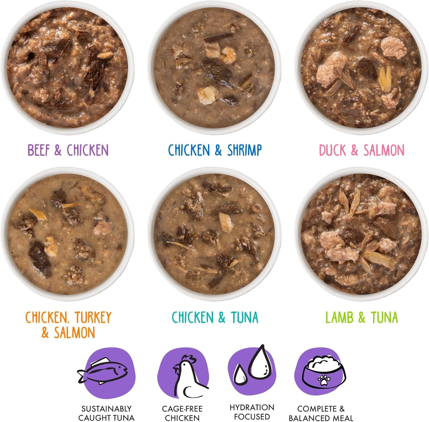 Weruva B.F.F. OMG - Best Feline Friend Oh My Gravy!, Variety Pack, Potluck O' Pouches, Wet Cat Food, 2.8Oz Pouches (Pack of 12)