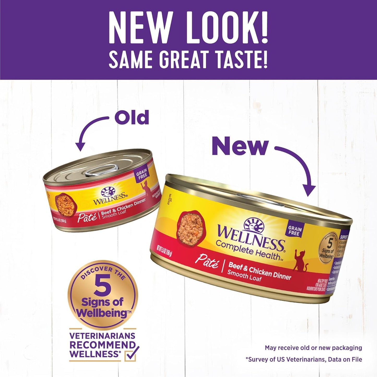 Wellness Complete Health Pate Adult Wet Cat Food, Natural, Protein-Rich, Grain Free, 5.5 Ounce, 24 Pack, (Beef & Chicken)